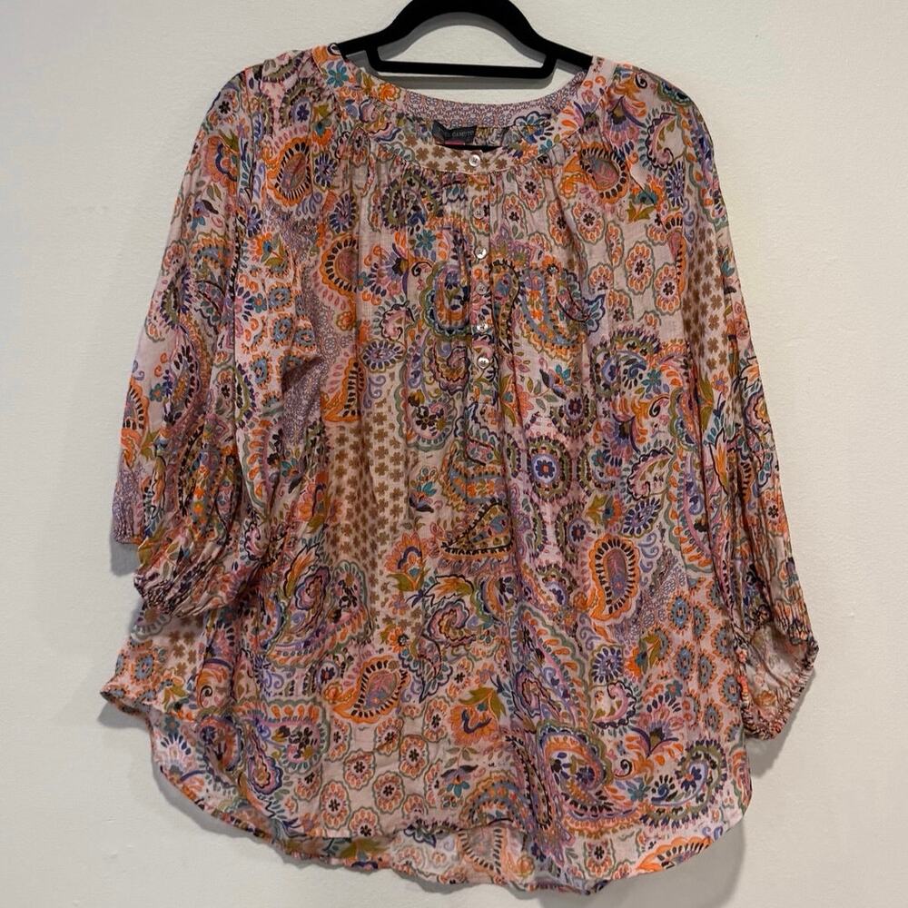 Vince Camuto 1X Boho Floral Paisley Blouse New